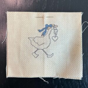 Embroidered Chicken Patch with Blue Accents- unfinished unframed